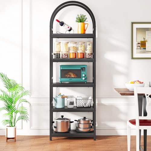 4-Tier Open Bookshelf with Metal Frame, Arched Design k7p