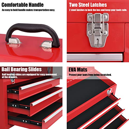 Portable 20 inch Steel Tool Box with 3 Drawers and Top Tray k7m