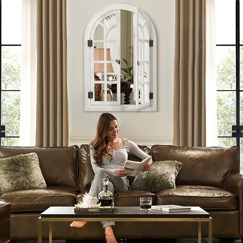 Arched Wall Mirror Wood Frame Farmhouse Decor for Bedroom Living Room a7
