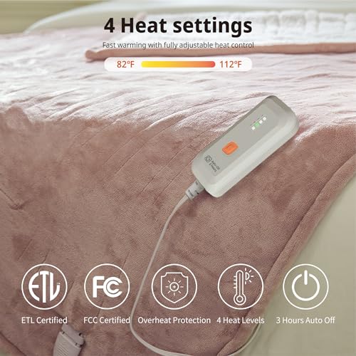Heated Throw Blanket 50x60 with 4 Heat Settings Grey k7m