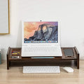 Maydear Bamboo Monitor Stand Riser with Drawer, 2 Tier Desk Organizer Stand for Laptop Computer, Desktop Printer Stand, Versatile as Storage Shelf & Screen Holder (Bamboo - Walnut)