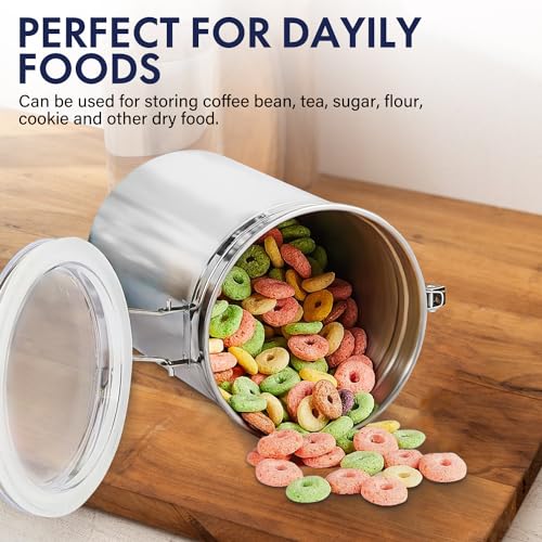 Stainless Steel Airtight Canister 165oz with Clear Lid k7p