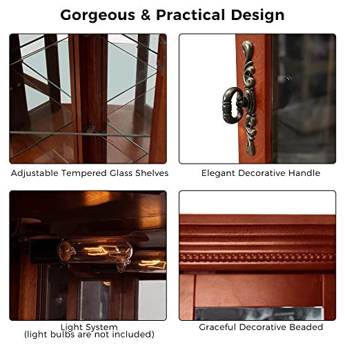Corner Curio Cabinet with Lights Glass Display 6-Tier a7