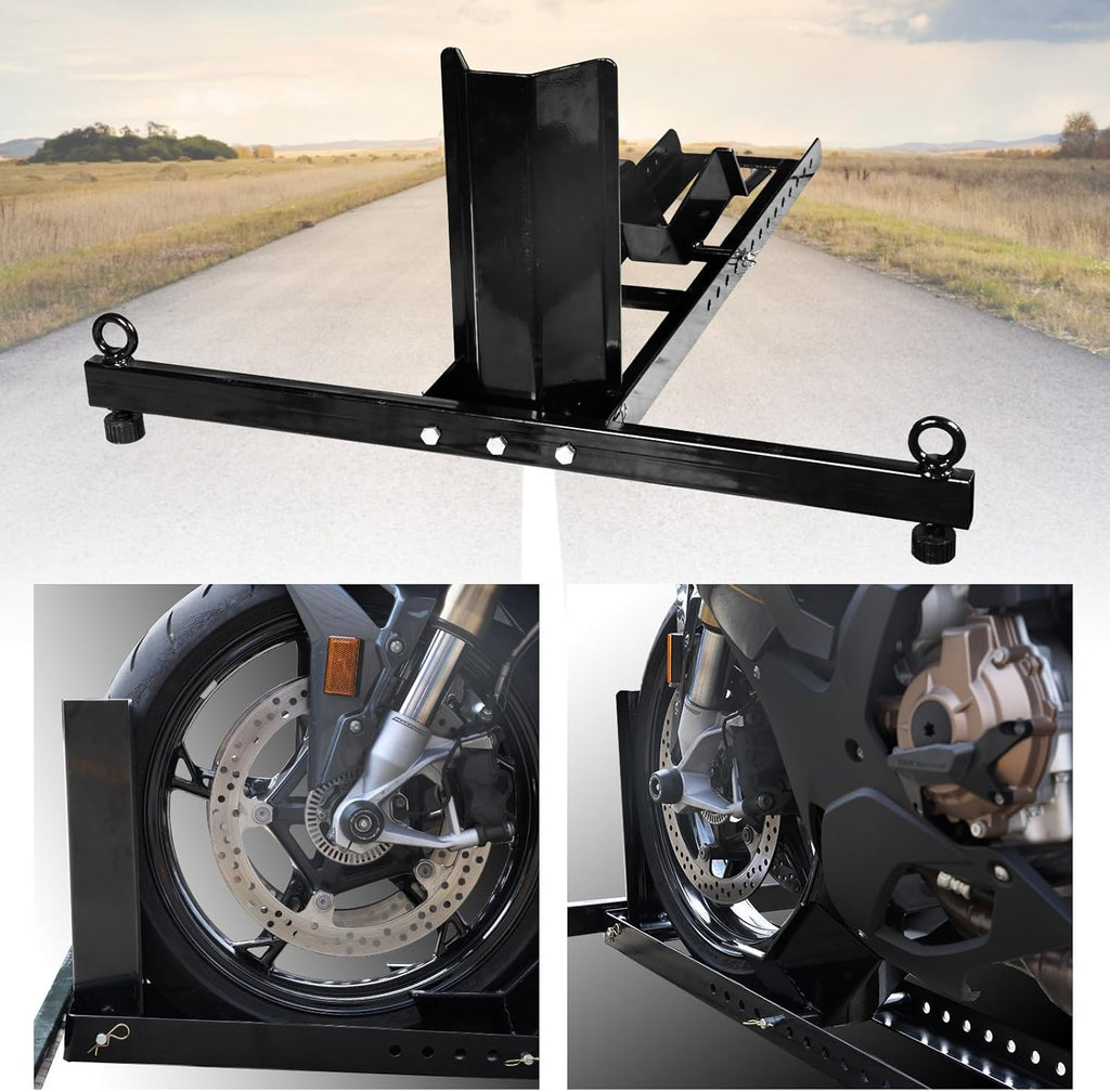 Motorcycle Trailer Wheel Chock Adjustable Heavy-Duty Steel 16-25 inch a7
