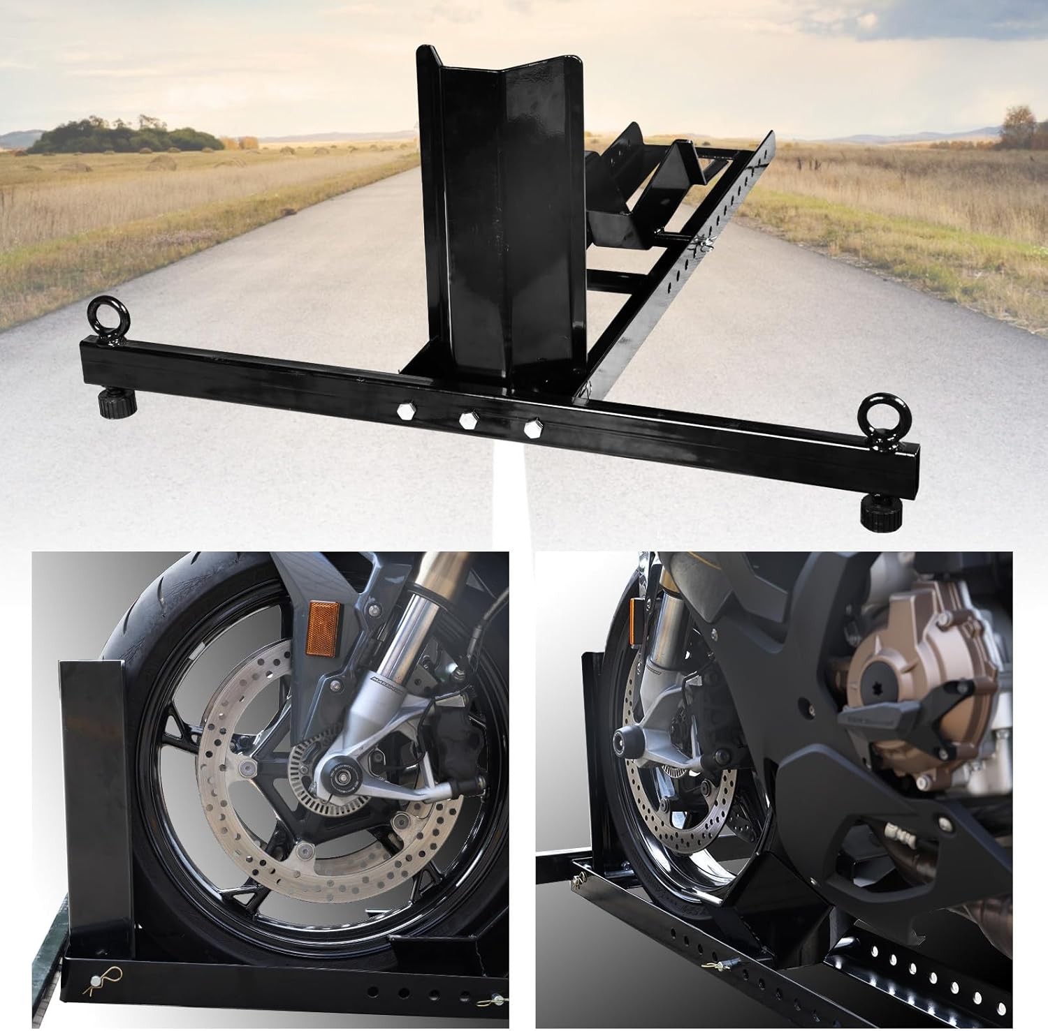 Motorcycle Trailer Wheel Chock Adjustable Heavy-Duty Steel 16-25 inch a7