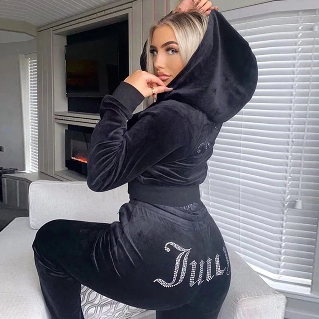 Women's Velour Tracksuit Jogging Set k7m