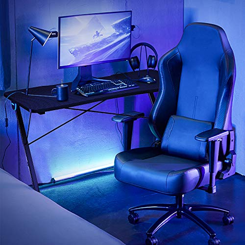 Gaming Computer Desk with LED Lights and Carbon Fiber Surface 7k