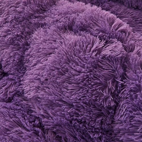 Fluffy Faux Fur Comforter Cover Set Queen Dark Grey 3 Pieces a7
