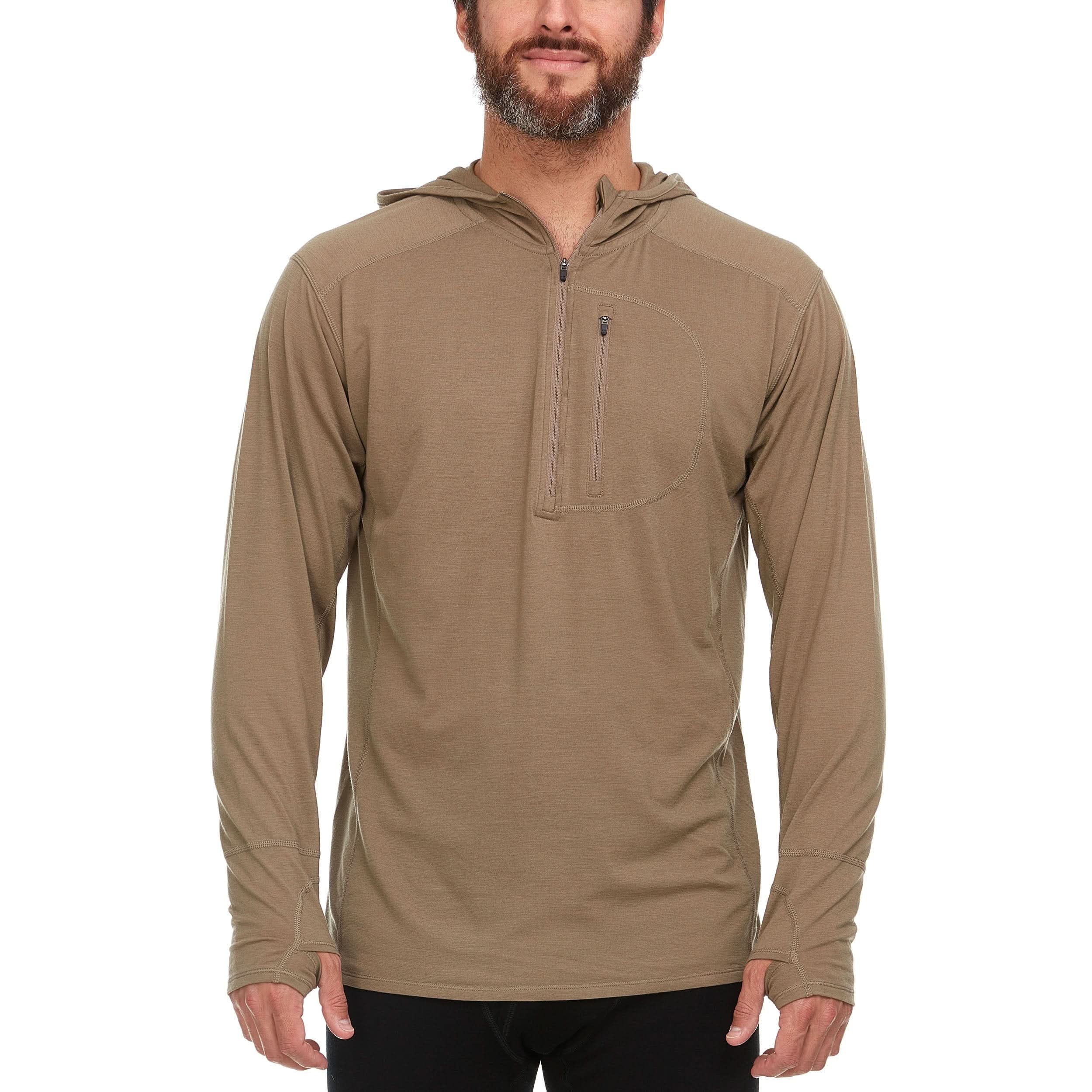 Men's Wool Quarter Zip Sun Hoodie Microweight k7
