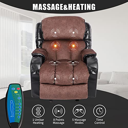 Massage Recliner Chair with Heat and Cup Holder Black a7