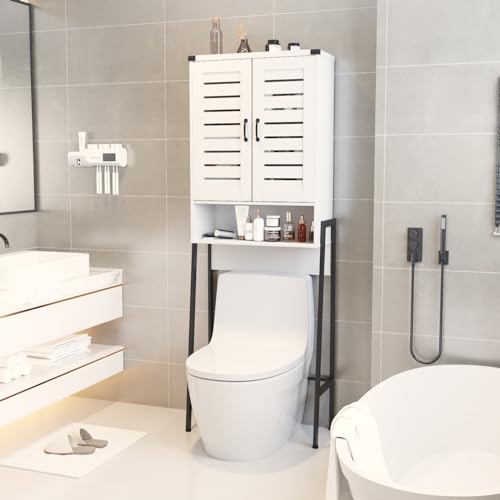 White Toilet Cabinet with 2-Door Storage a7