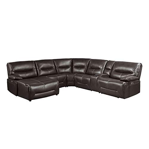 Modular Reclining Sectional Sofa with Right Side Chaise, Brown k7p