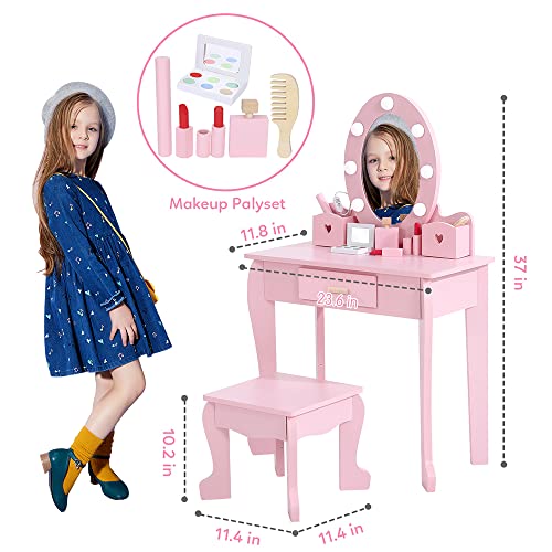 Kids Vanity Set with Mirror and Lights for Girls Age 4-9 k7m