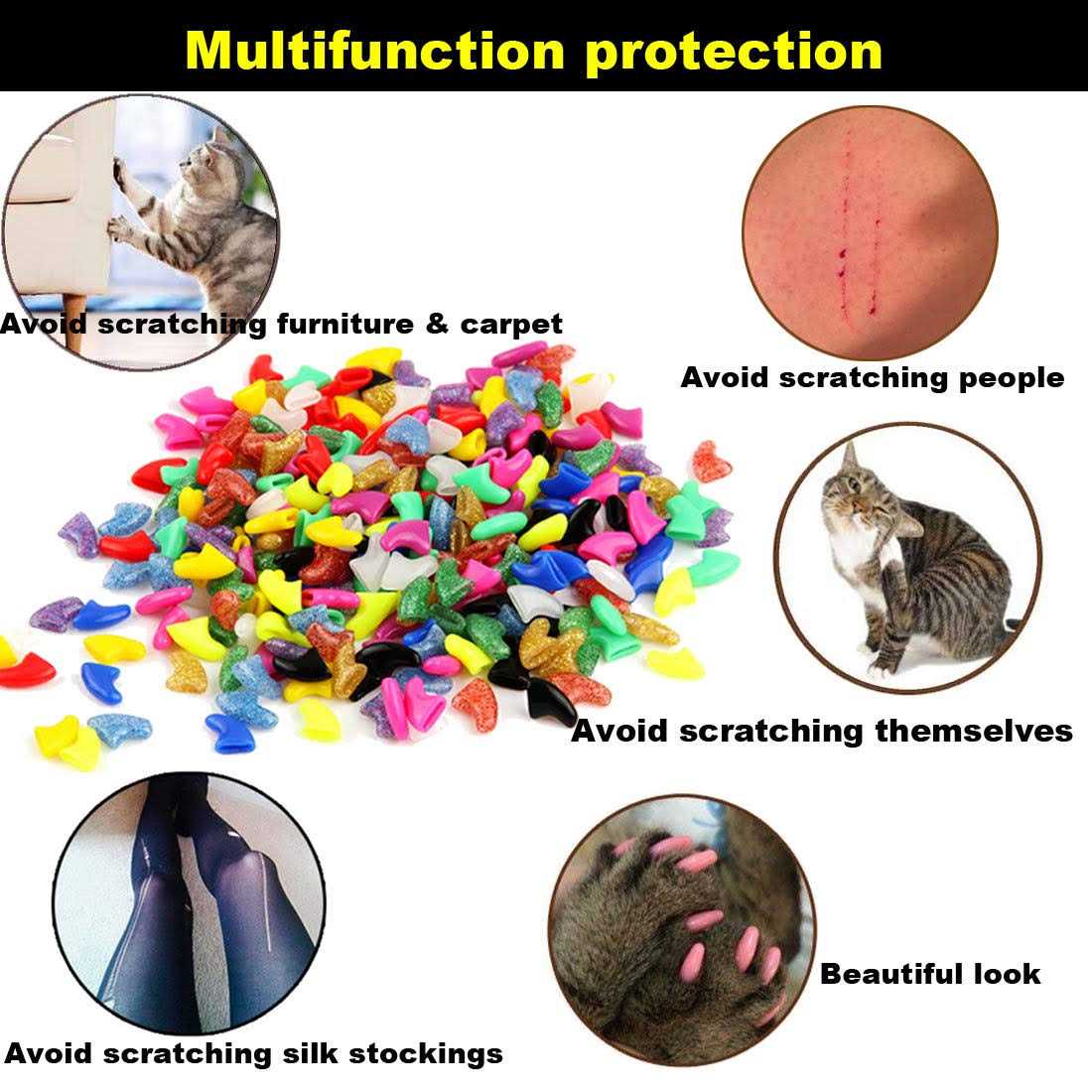 Cat Nail Caps Soft Claws Covers with Glue Applicators Medium a7
