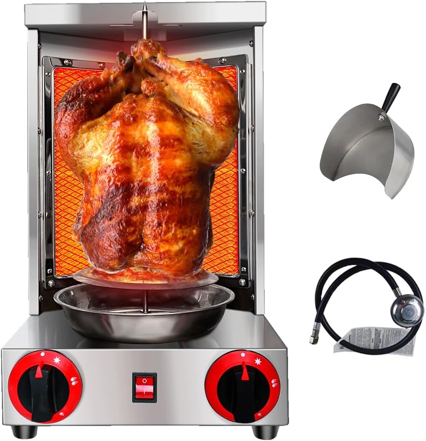 Shawarma Machine Gas Vertical Grill with 2 Burner and Meat Pan k7p