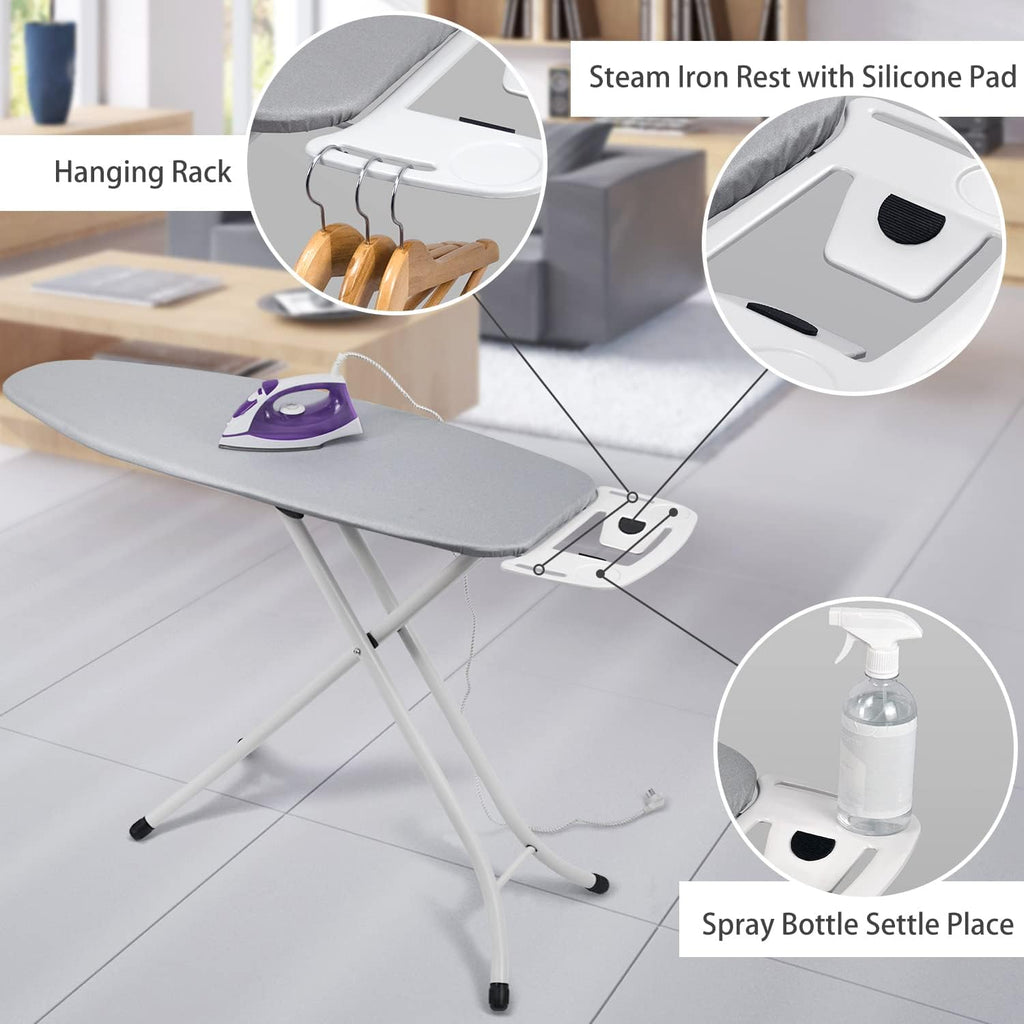 Ironing Board Full Size with Thickened Feltpad, Adjustable Height Grey k7m