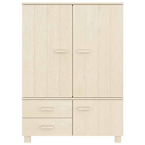 Solid Wood Pine Wardrobe with Storage for Coats and Shoes k7m