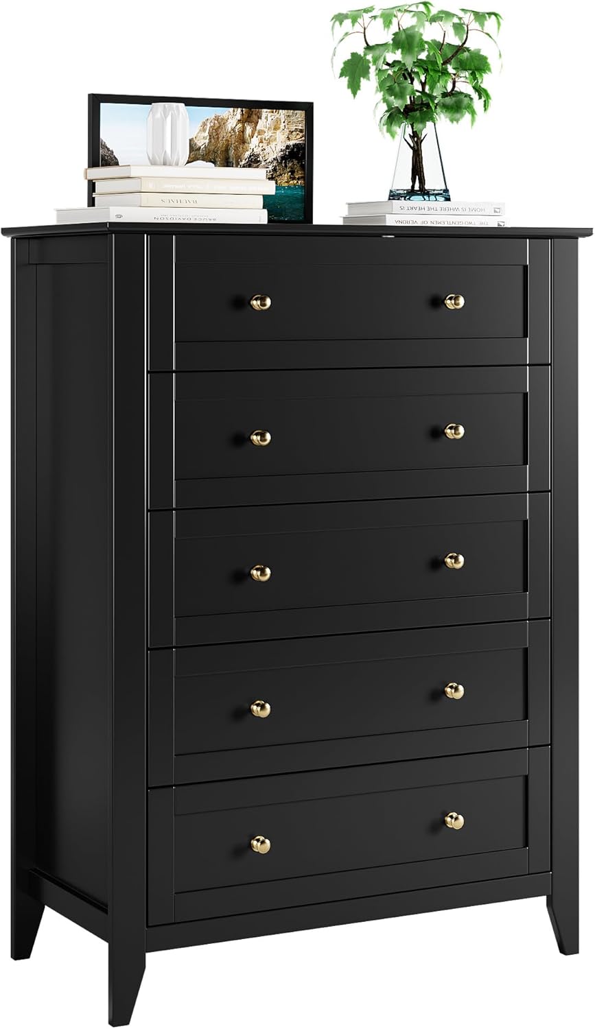 5 Drawer Tall Dresser for Bedroom with Metal Knobs a7