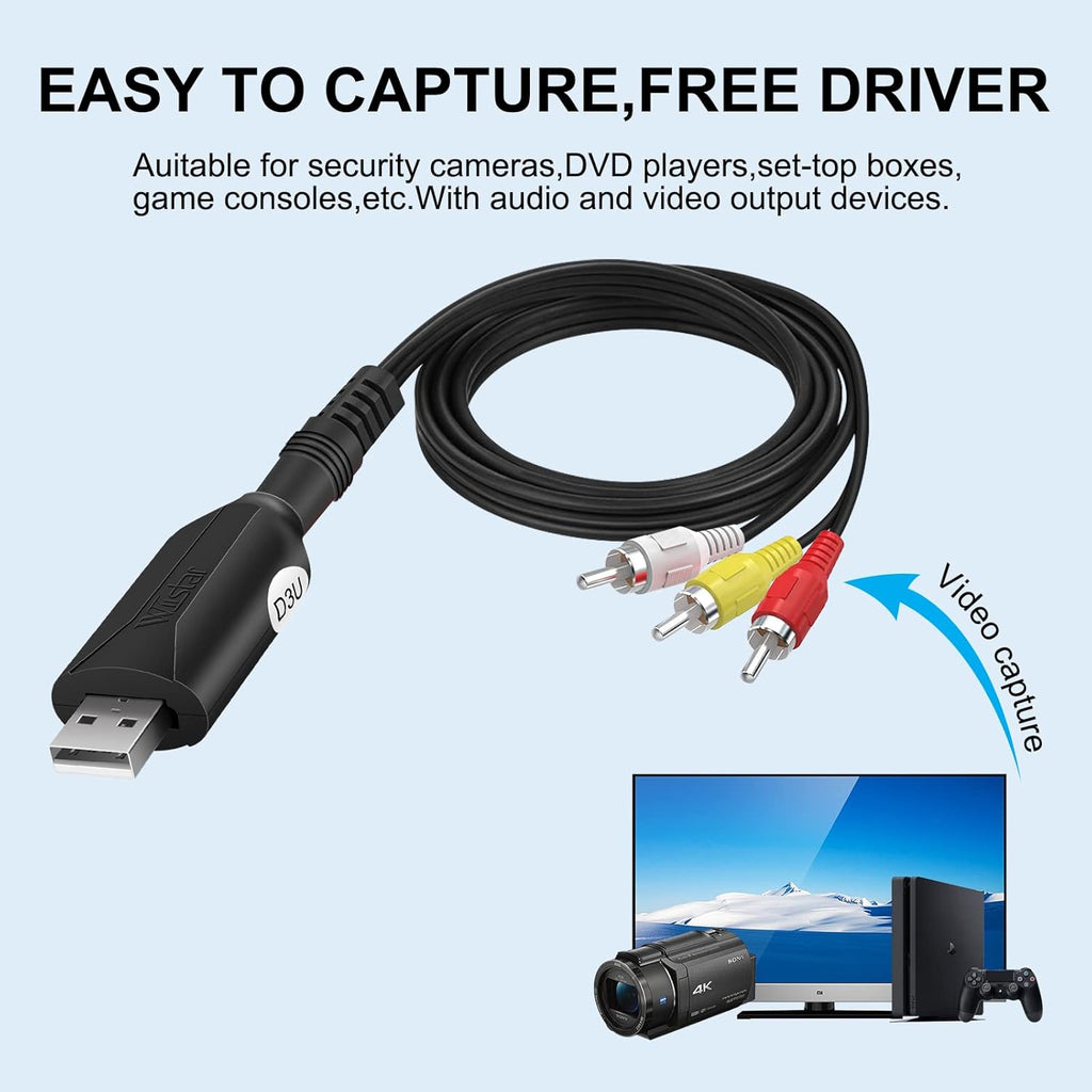 USB Video Capture Card Adapter for VHS to DVD Converter k7