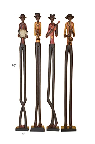Polystone Musician Decorative Sculpture Set of 4 Brown k7m