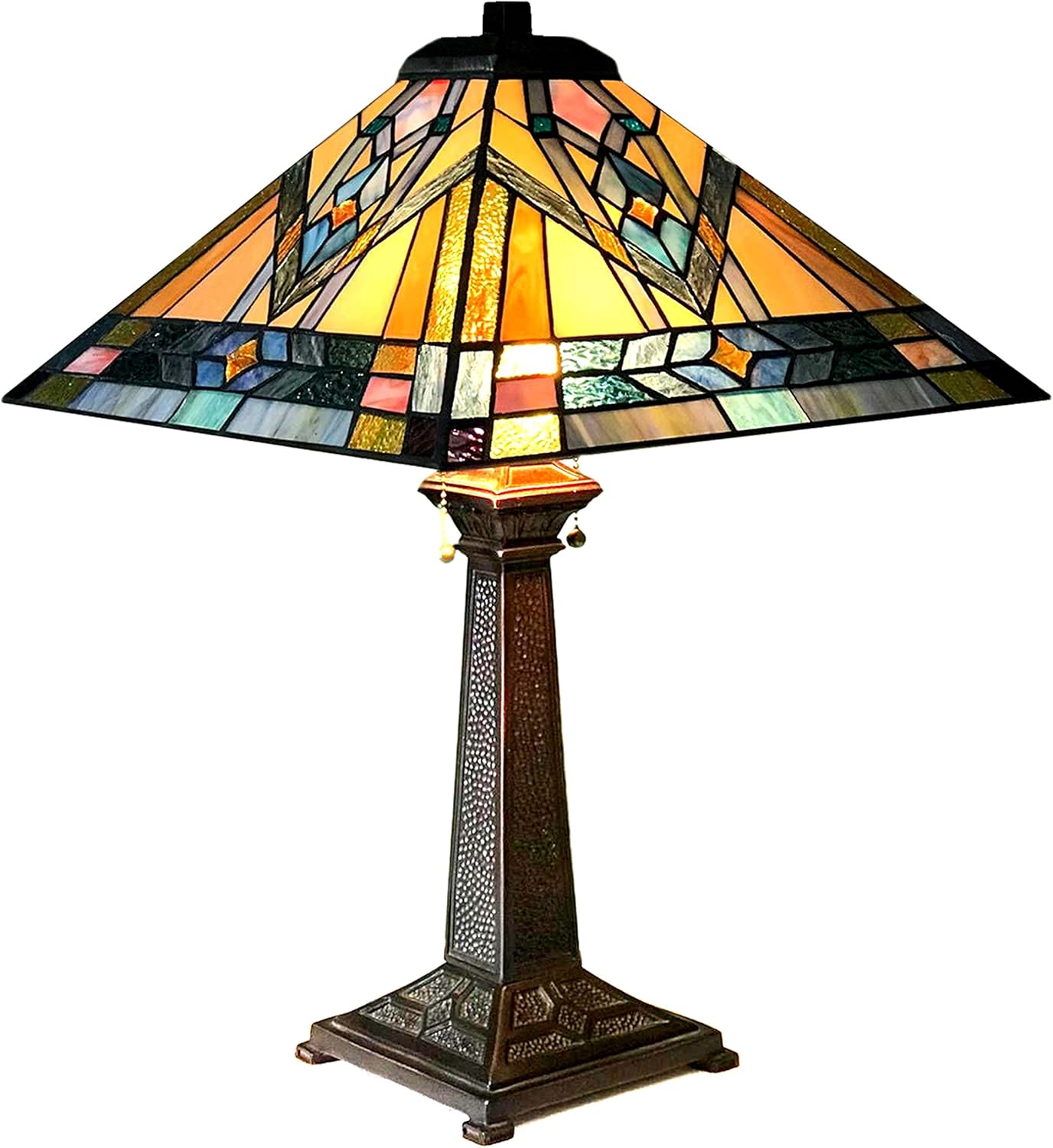 Tiffany-Style Mission 2 Light Antique Dark Bronze Table Lamp 16" Shade
