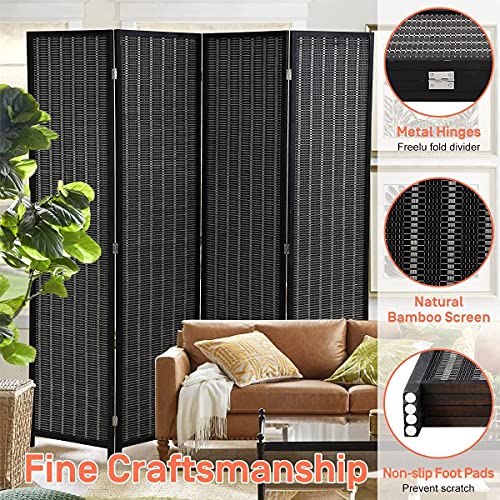 Room Divider 6 Panel Folding Screen Partition Black k7