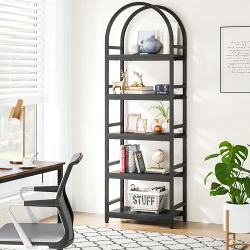 4-Tier Open Bookshelf with Metal Frame, Arched Design k7p