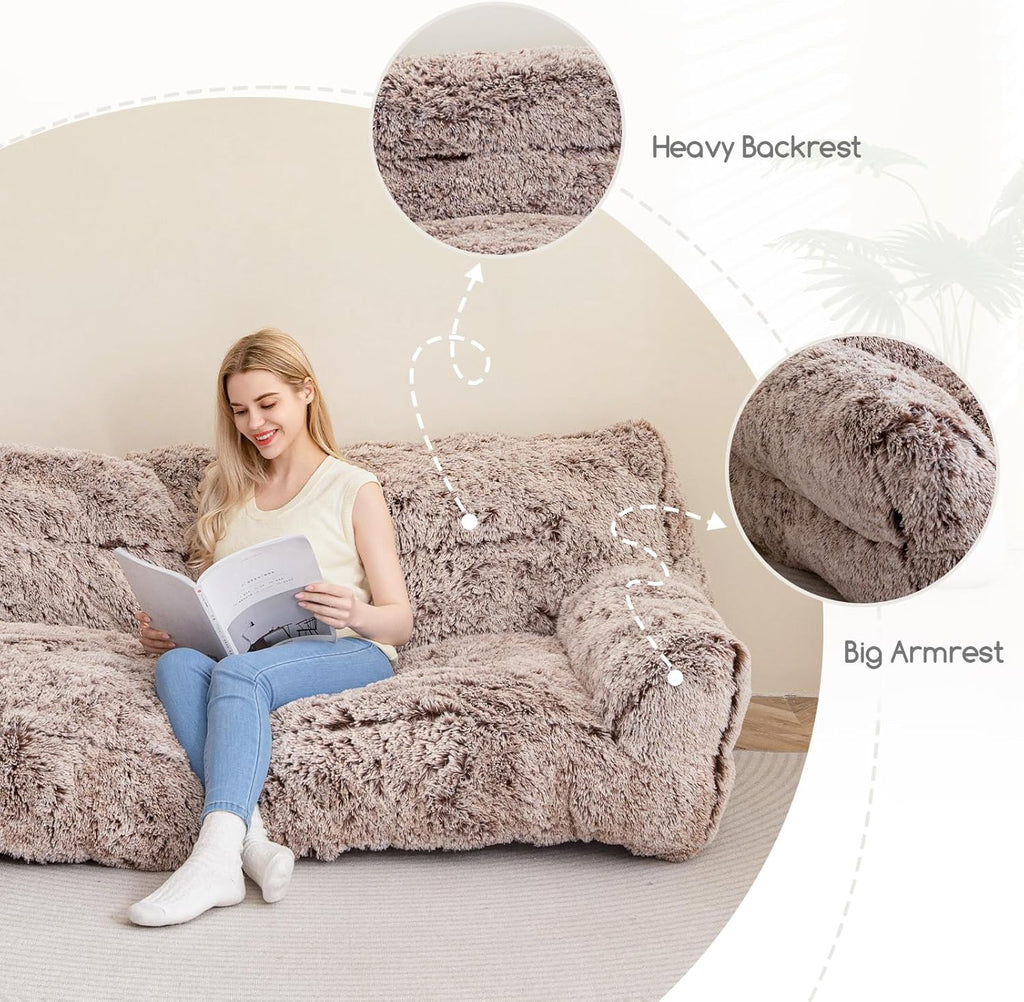 Giant Human Dog Sofa Bed, Comfy Floor Couch with Foam Support, Faux Fur Orthopedic Bed a7k