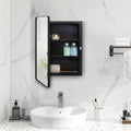 Plastic Black Medicine Cabinet, Beveled Edge Mirror Door with Round Corner Metal Frame, Recessed and Surface Mount Bathroom Medicine Cabinet, 16 x 24 inch Mirror Size
