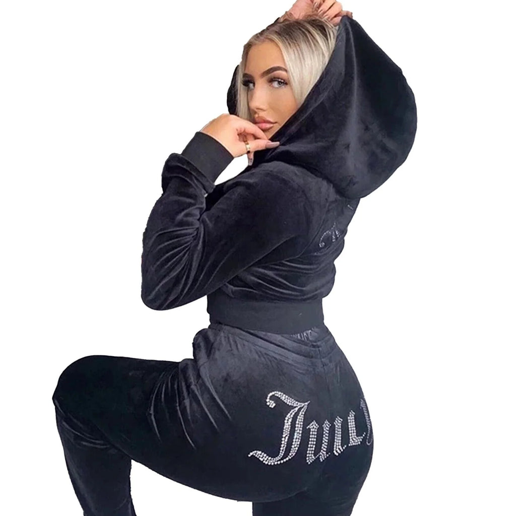 Women's Velour Tracksuit Jogging Set k7m