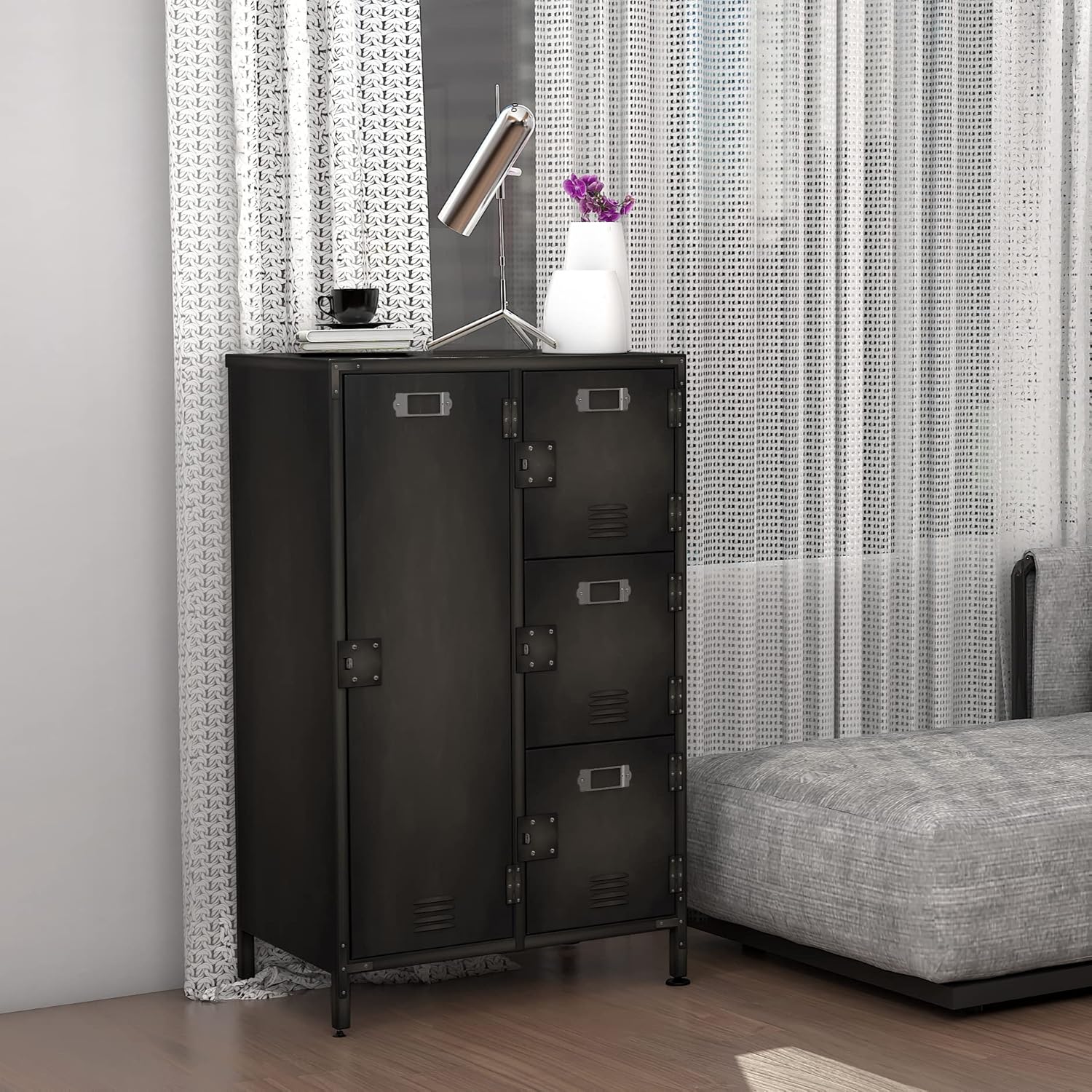 Metal Locker Storage Cabinet 4 Door Steel Wardrobe k7