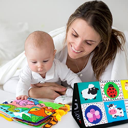 Tummy Time Mirror with Soft Crinkle Cloth Book and Teether Toys for Newborns a7