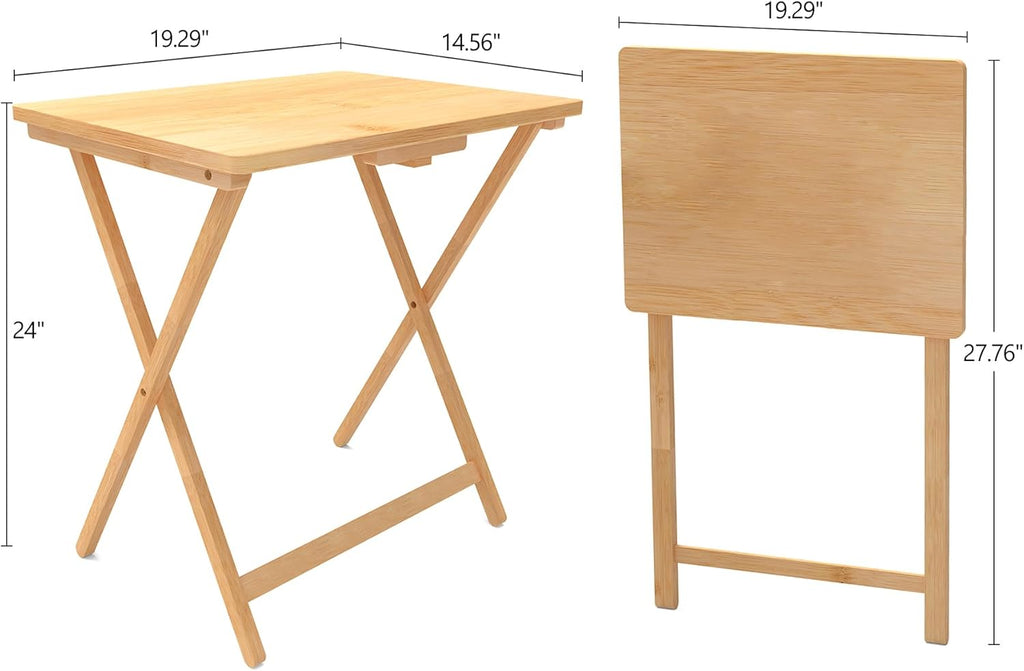 Folding TV Tray Table Set of 2 Bamboo for Eating k7m