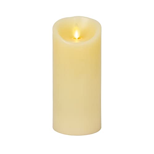 Flickering Flameless Ivory Pillar Candle with Warm LED Light k7