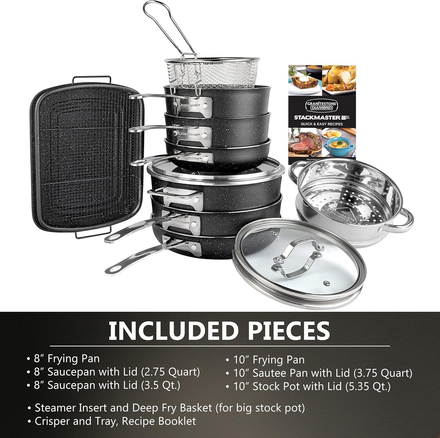 Nonstick Cookware Set 15 Piece, Scratch Resistant Pots and Pans a7