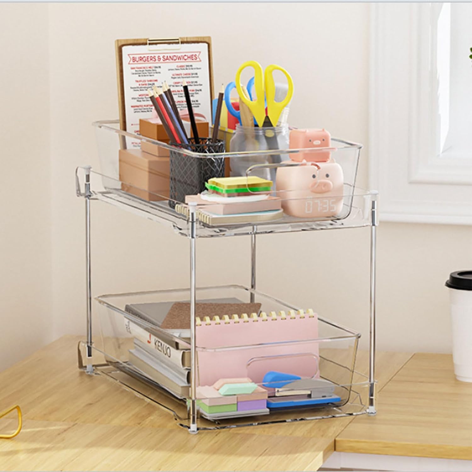 Clear Under Sink Organizer Slide-Out Storage Rack k7p