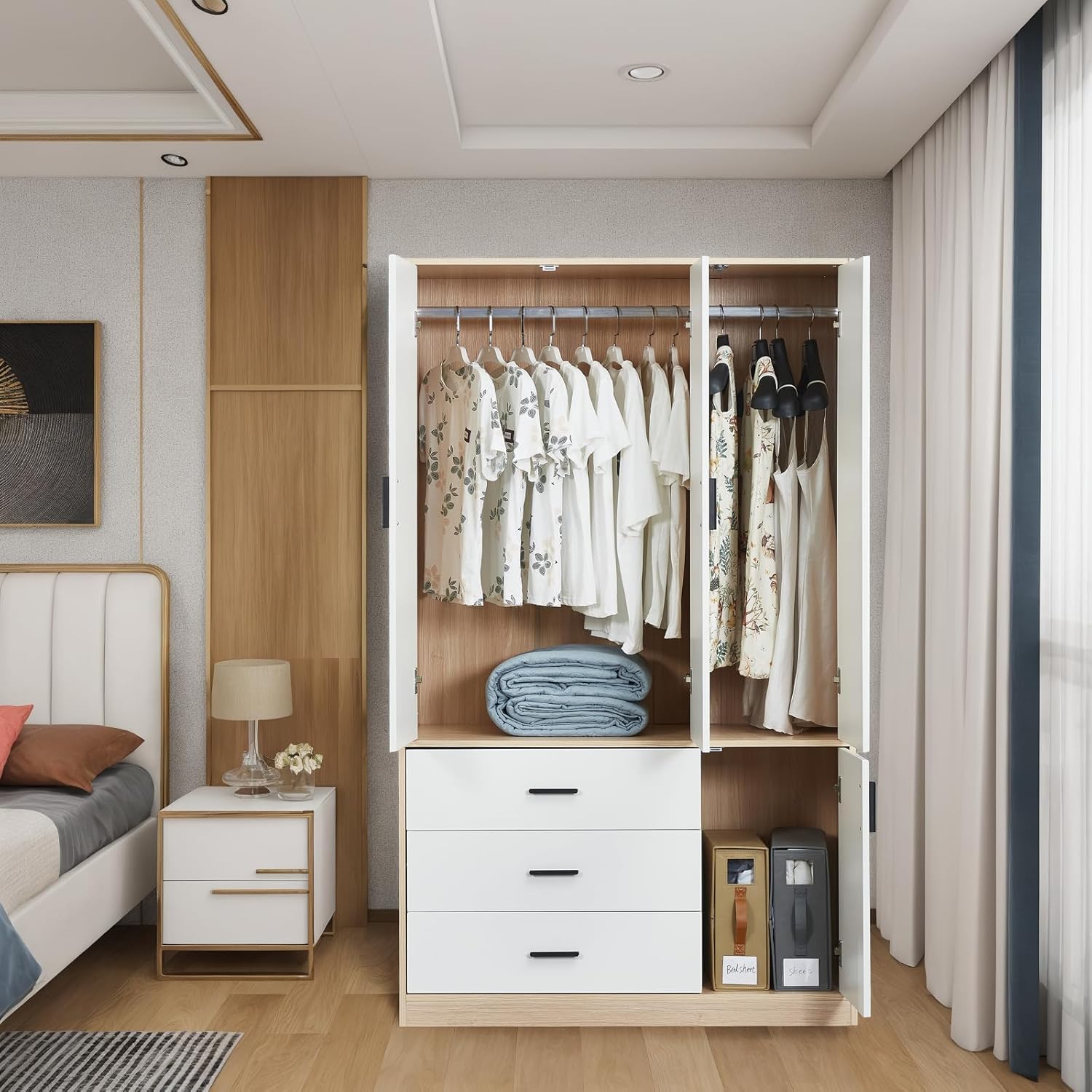 Wardrobe Closet with 3 Drawers and 2 Doors a7