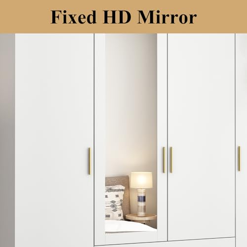 Wooden Armoire Wardrobe with Mirror and Drawers a7