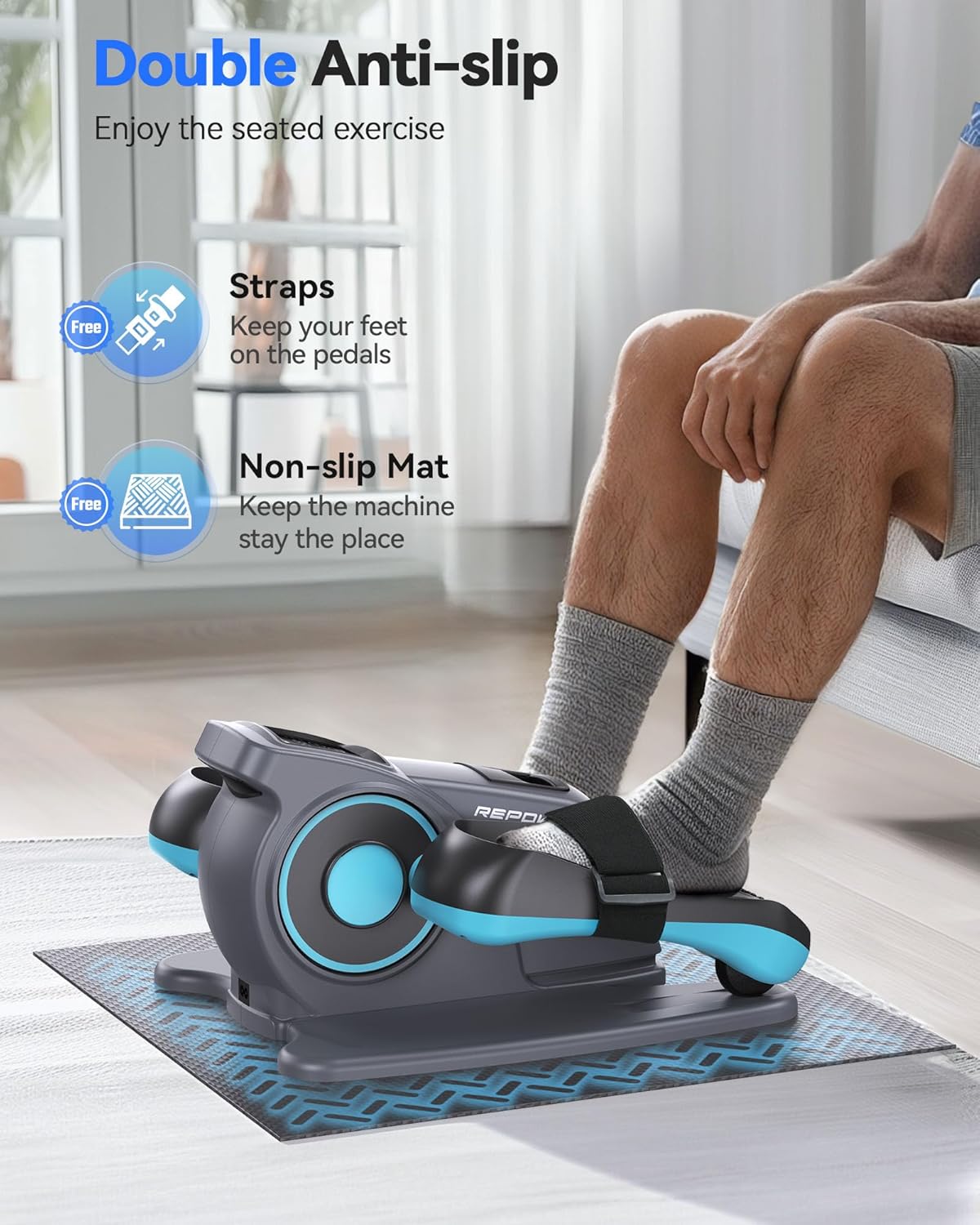 Under Desk Elliptical Machine Seated Pedal Exerciser for Seniors Quiet Adjustable Speed A7