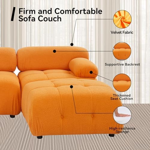 Modular Cloud Sofa Sectional Teddy Fabric Beige k7p