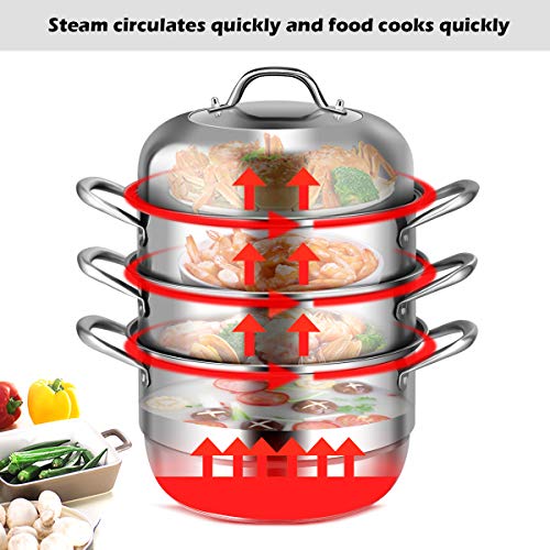 Stainless Steel 4-Tier Steamer Pot with Glass Lid a7
