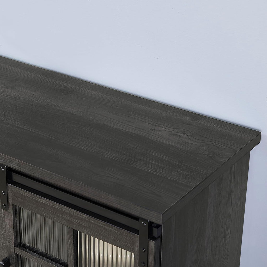 Electric Fireplace TV Stand for 65 Inch TV with LED Lights and Storage Drawers Charcoal Grey k7