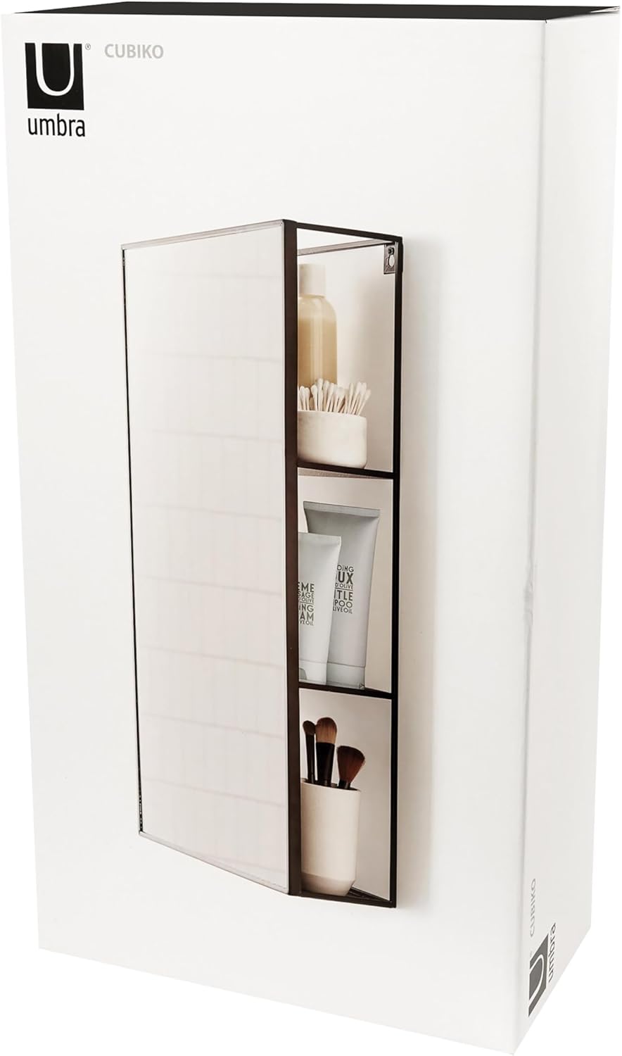 Black Metal Bathroom Mirror Cabinet 3 Shelves k7