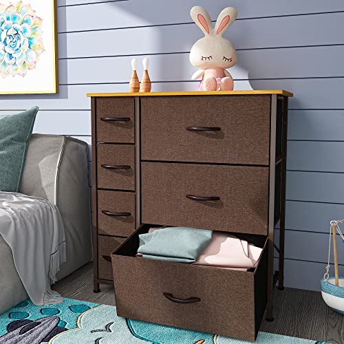 Dresser with 7 Drawers & Fabric Storage Tower for Bedroom, Hallway, Nursery k7