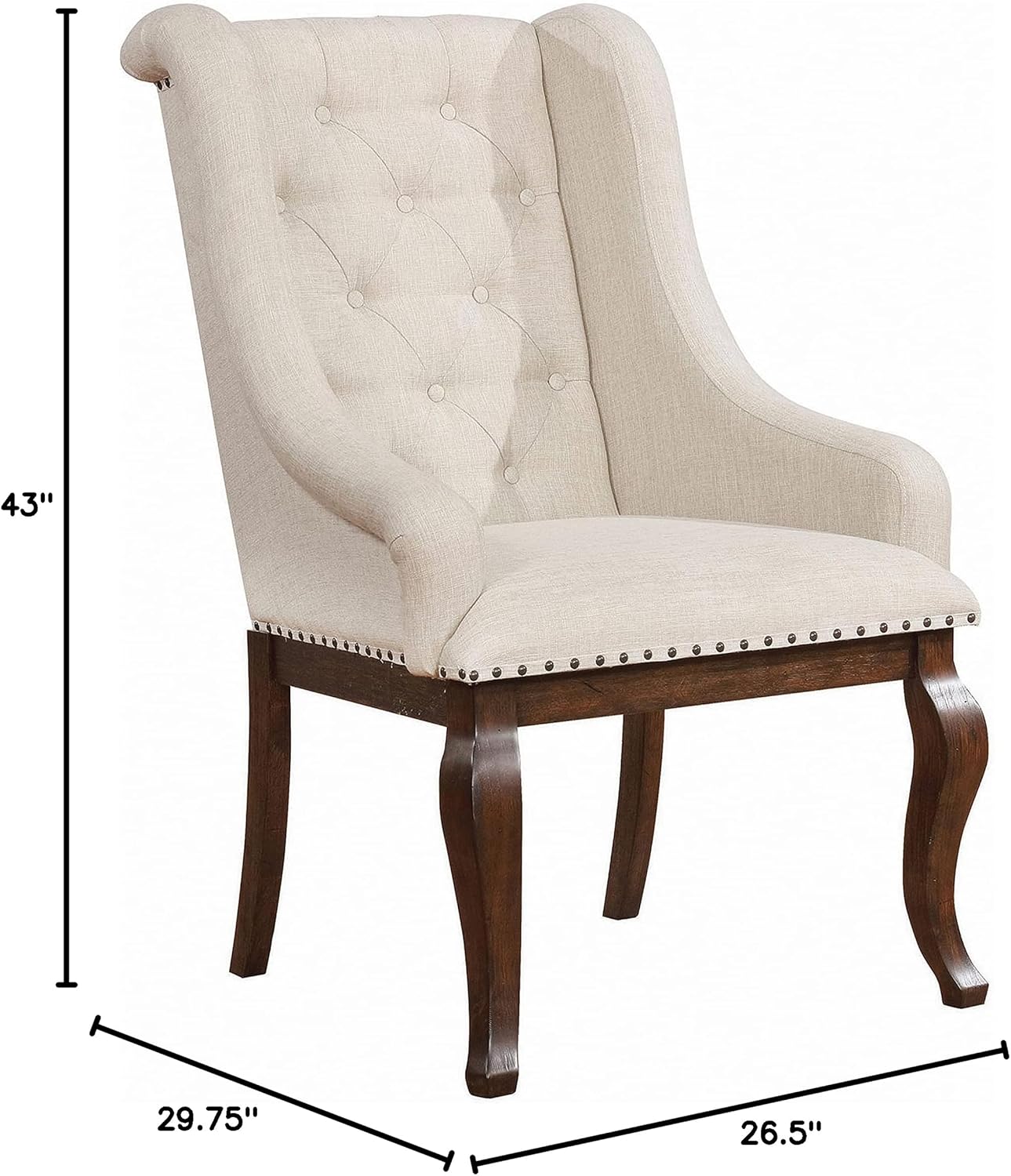 Arm Chairs with Button Tufting and Nailhead Trim Set of 2 k7m