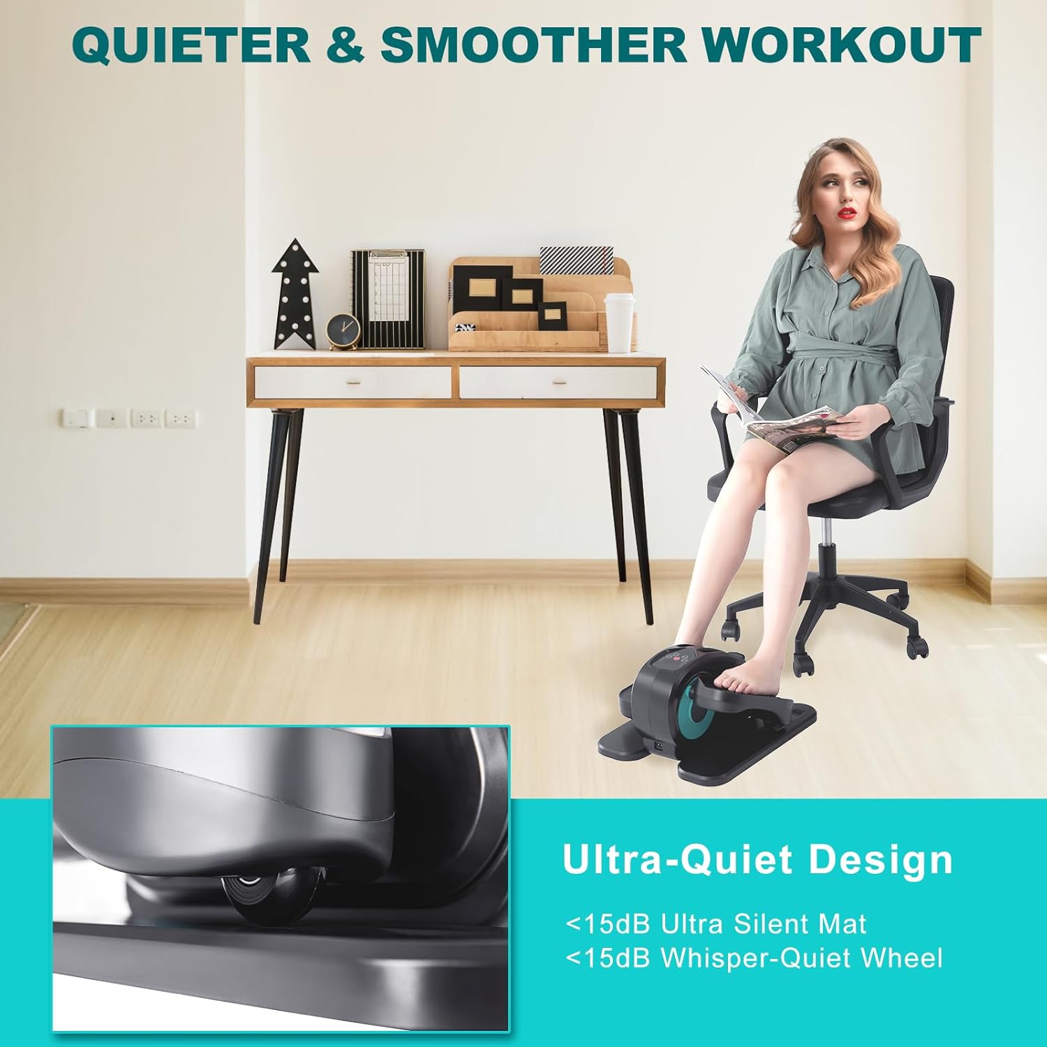 Under Desk Electric Pedal Exerciser with Remote Control and 5 Speeds a7