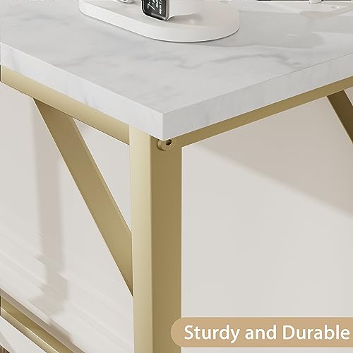 Gold Narrow Console Table with Outlets q7