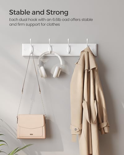 Wall-Mounted Coat Rack with 4 Metal Hooks Black k7