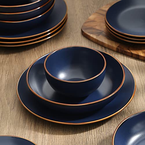 Stoneware Dinnerware Set for 8, Blue a7