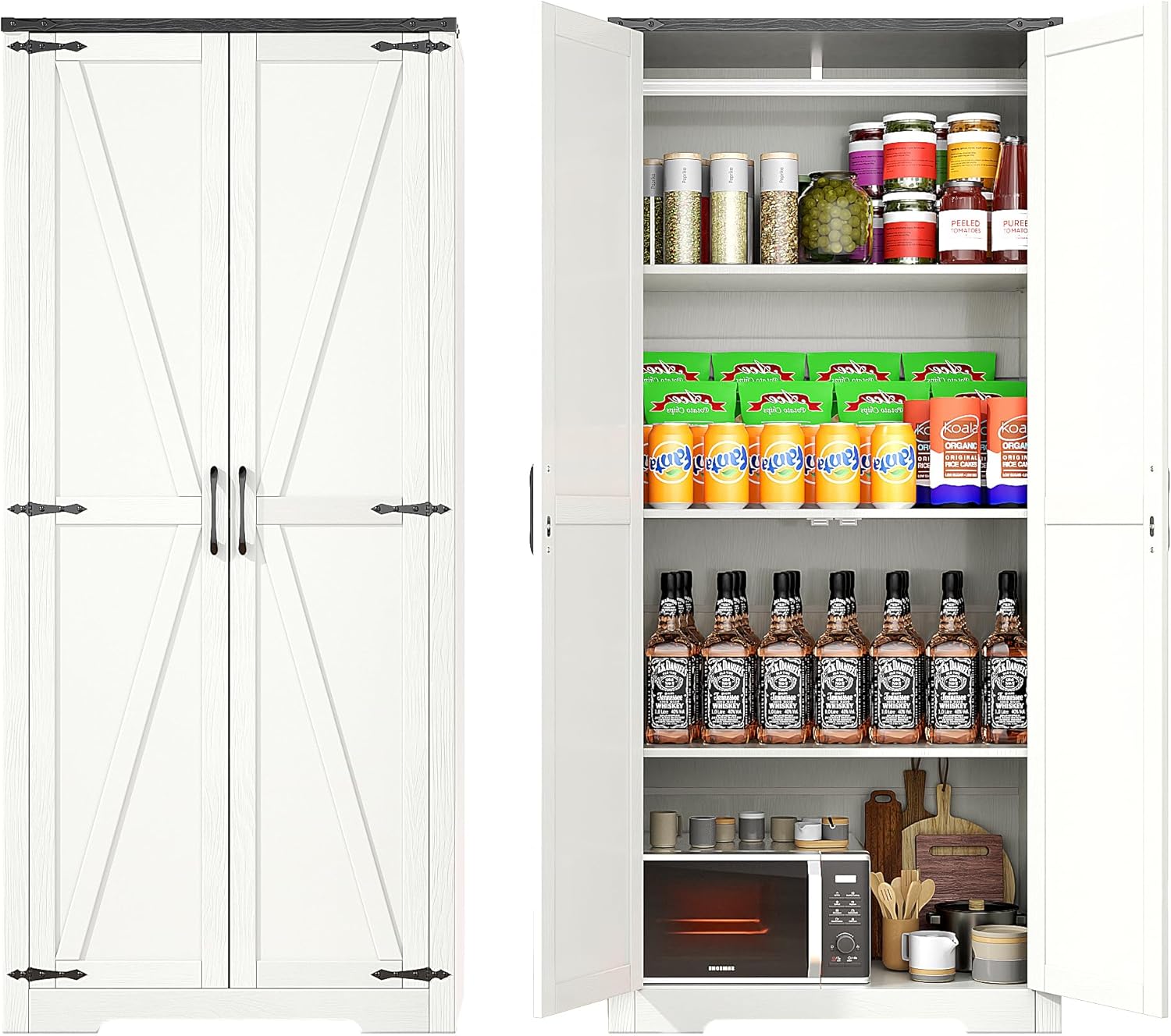 Wardrobe Cabinet with Doors and Hanging Rod, White, 72 Inch a7